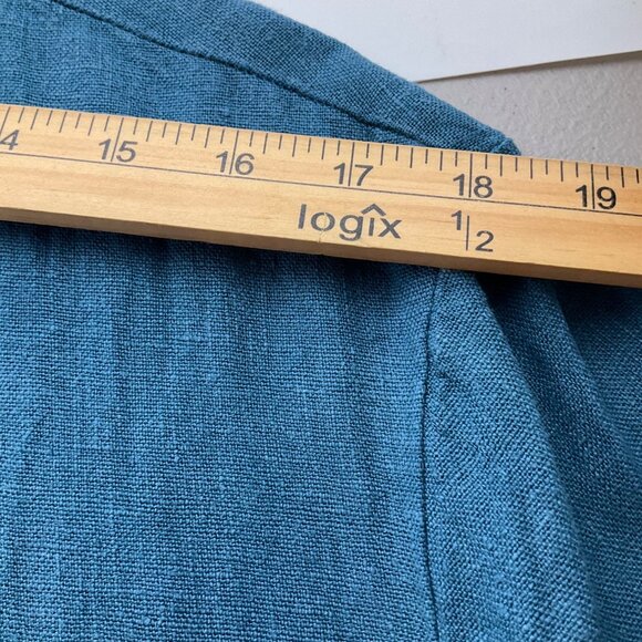 Bryn Walker Womens XL Linen Jacket Blue Teal Turquoise Made In USA Lagenlook - Picture 7 of 12